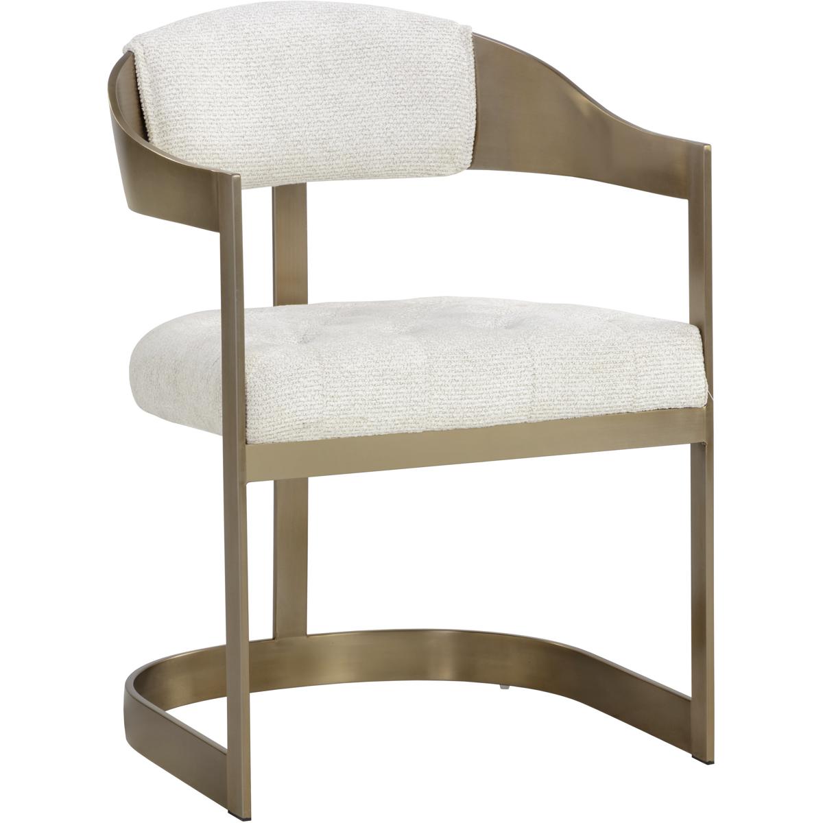 SUNPAN 111434 Beaumont Antique Brass / Rhea Light Barley Dining Armchair